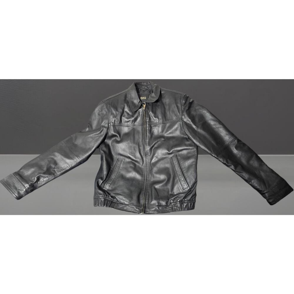 Vintage R&O Brand Black Leather Jacket - Size Large - Soft Minimalist 90s Style